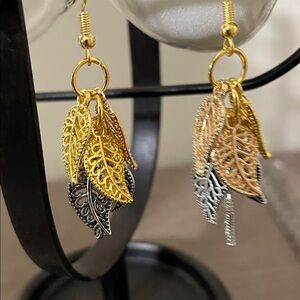 Artisan Gold and Silver Leaf Earrings